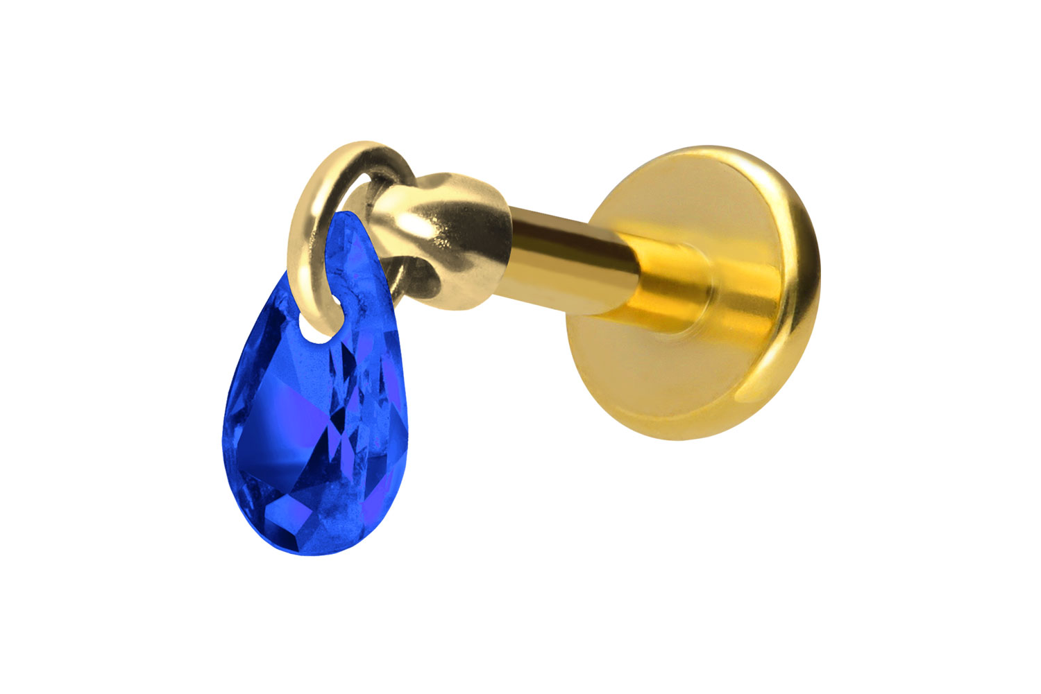 Titan Labret Piercing mit Innengewinde KRISTALLTROPFEN